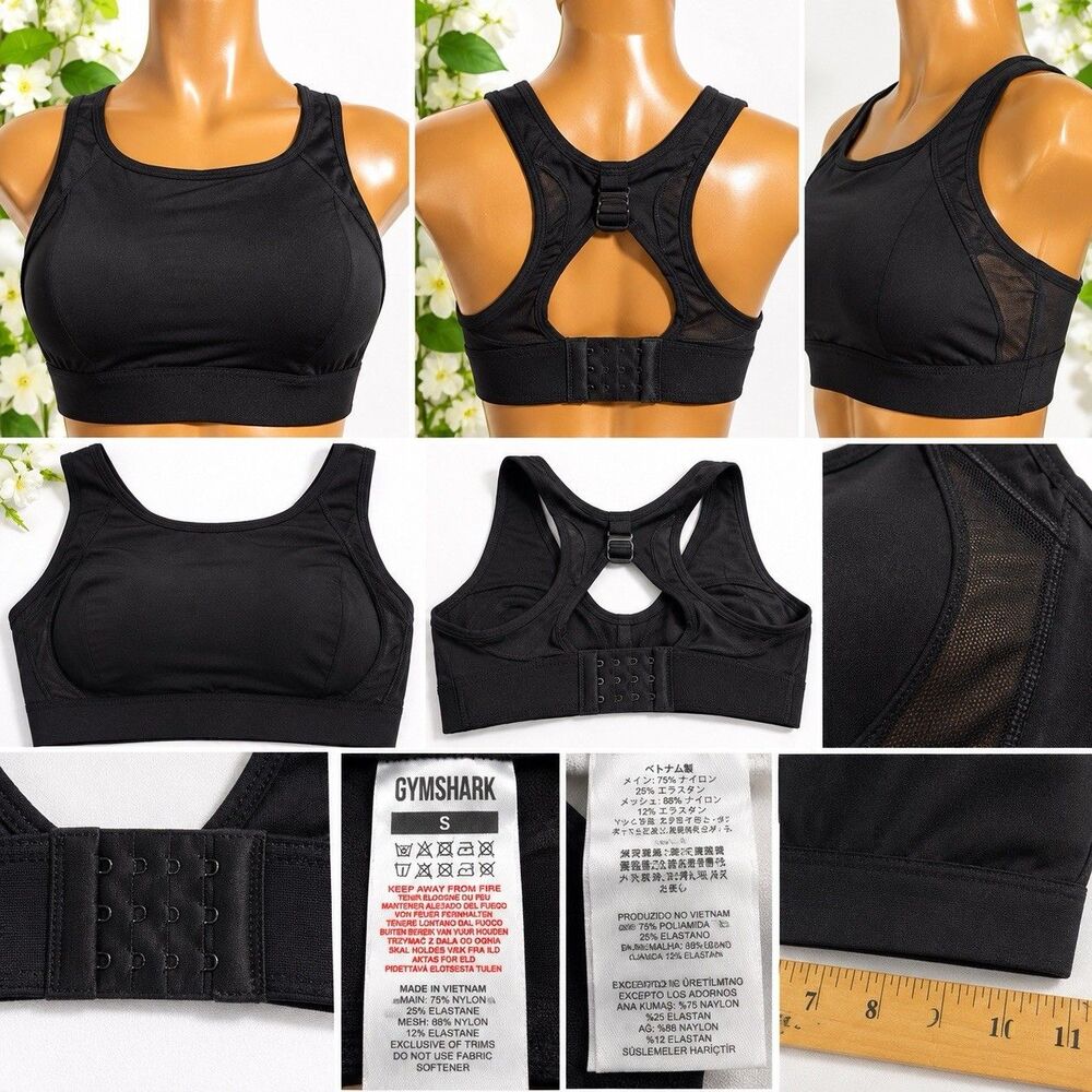 Gymshark Womens Sweat Seamless Sports Bra Black S Adjustable Workout Gym